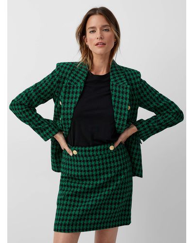 Contemporaine Emerald Check Tweed Skirt - Green