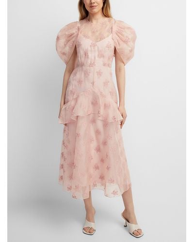 Erdem Embroidered Organza Pink Dress