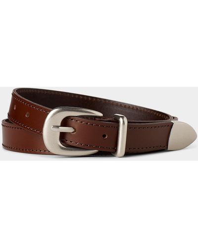 Le 31 Thin Western Leather Belt - Brown