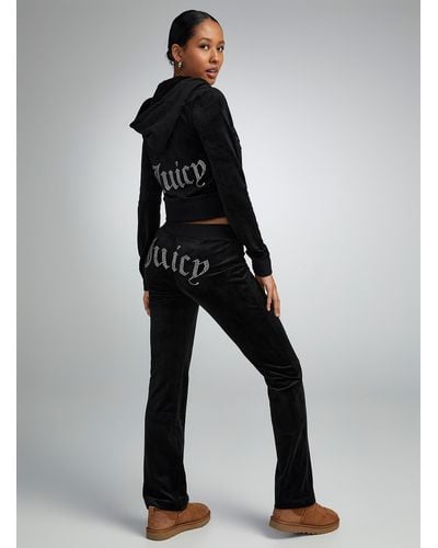 Juicy Couture Diamond Logo Velvet Pant - Black