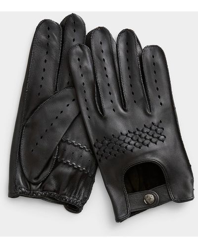Le 31 Perforated Leather Driving Gloves - Black