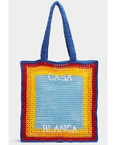 Casablanca Arch Crocheted Knit Bag - Blue