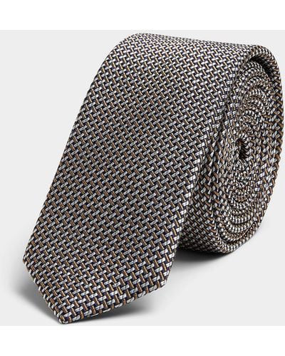 Le 31 Optical Jacquard Skinny Tie - Grey