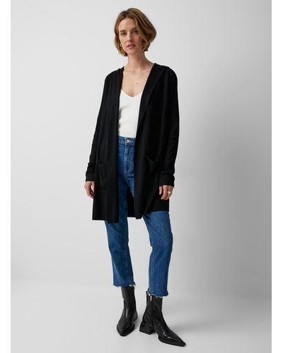 Contemporaine Long Hooded Cardigan - Blue
