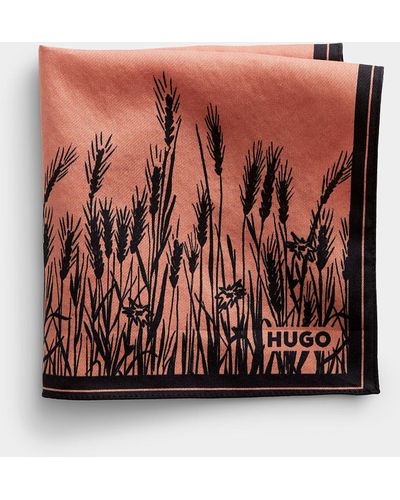 HUGO Field Of Wheat Pocket Square - Pink
