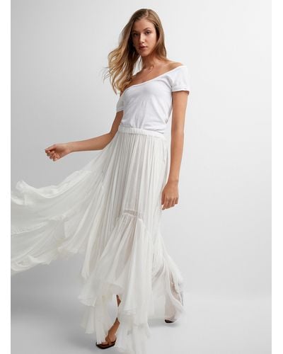 Free People One Clover Ivory Tiered Maxi Skirt - White