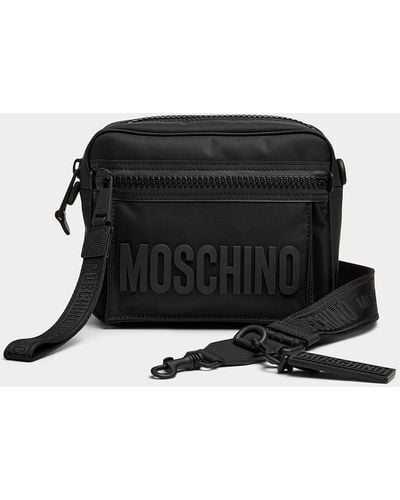 Moschino Embossed Signature Crossbody Bag - Black