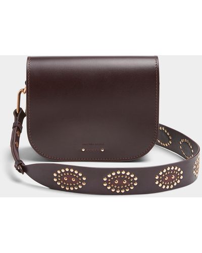Vanessa Bruno Holly Smooth Leather Studded Flap Bag - Brown