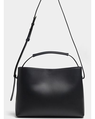 Flattered Hedda Topstitched Leather Bag - Black