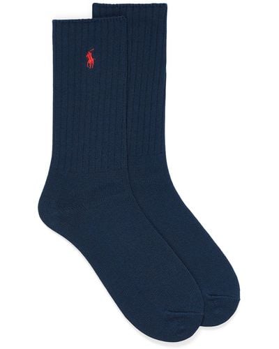 Polo Ralph Lauren Signature Solid Ribbed Socks - Blue