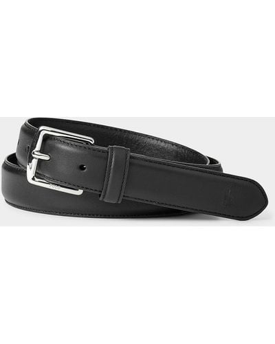 Polo Ralph Lauren Silver Branded Leather Belt - Black
