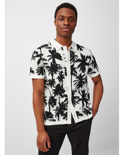 Le 31 Palm Tree Jacquard Shirt - White