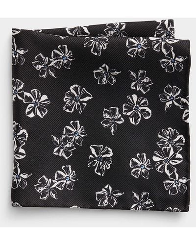 Le 31 Floral Silhouette Pocket Square - Black