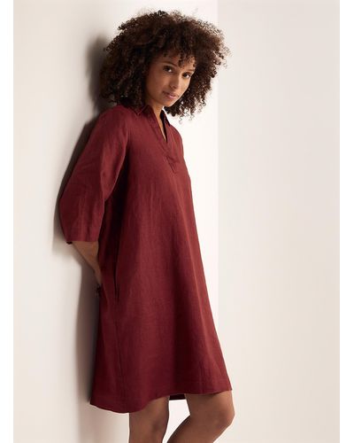 Contemporaine Organic Linen Shirtdress - Red