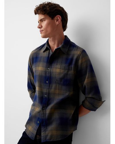 Outerknown Jaspe Check Flannel Shirt - Blue