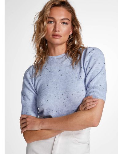 Icône Short Puff Sleeves Sweater - Blue