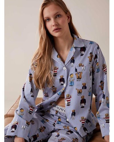 Polo Ralph Lauren Stripes And Bears Pyjama Set - Blue