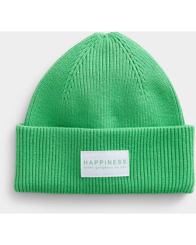 ONLY Positive Emblem Ribbed Tuque - Green