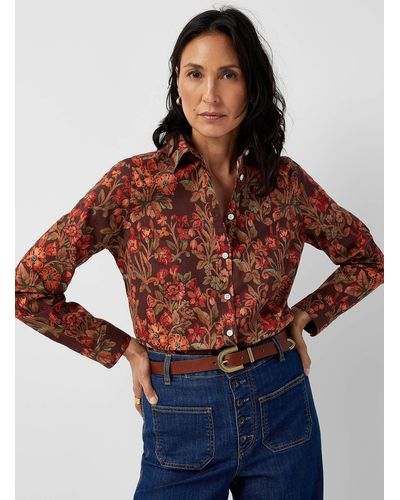 Contemporaine Silky Blooming Shirt Made With Liberty Fabric - Red