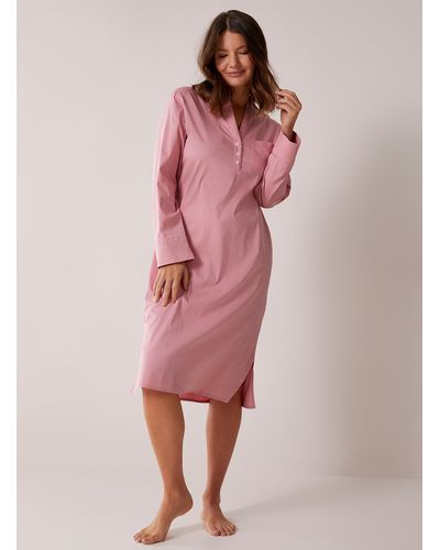 Miiyu Long Organic Cotton Poplin Nightgown - Pink