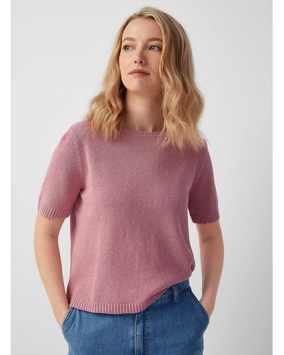 Contemporaine Linen And Cotton Cropped Sweater - Purple