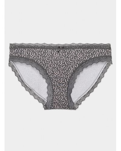 Miiyu Scalloped Lace Edging Bikini Panty - Grey
