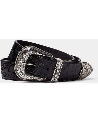 Le 31 Embellished Crystal Western Belt - Black