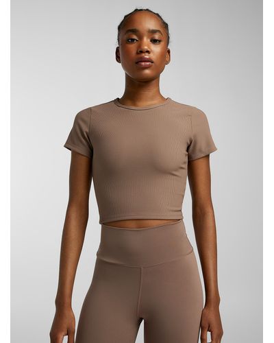 I.FIV5 Cropped Ribbed T - Brown