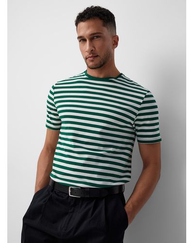 Le 31 Nautical Stripe Supima Cotton T - Green