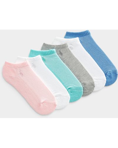 Polo Ralph Lauren Signature Coloured Ped Sock Set Of 6 - Blue