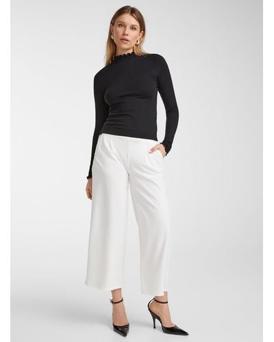 Ichi Structured Jersey Cropped Pant - White