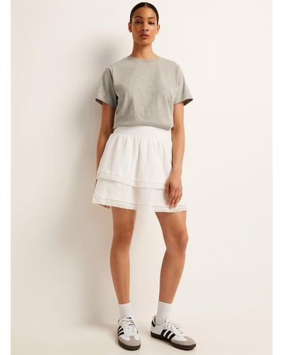 Vero Moda Lace Edging Tiered Miniskirt - Natural