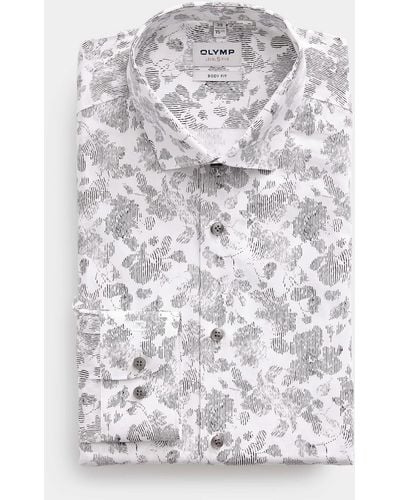 Olymp Floral Print Shirt Modern Fit - Grey