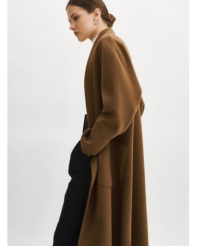 Lamarque Thara Long Wool Coat - Brown