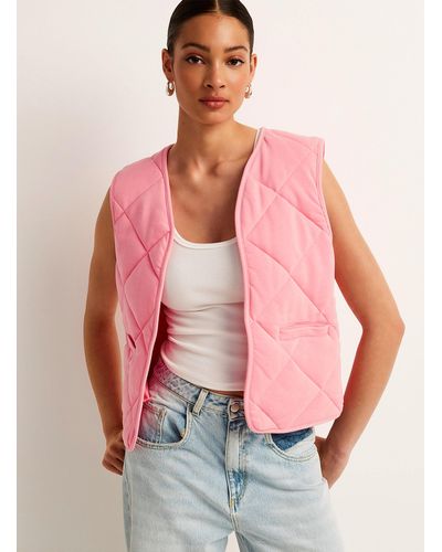 Ichi Muted Pink Sleeveless Quilted Jacket
