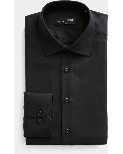 Horst Monochrome Twill Shirt Slim Fit - Black