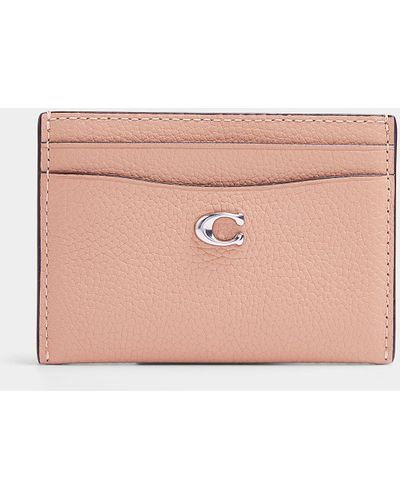COACH Monogram Leather Card Case - Pink