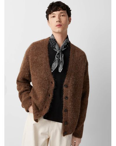 Le 31 Fluffy Knit Cardigan - Brown