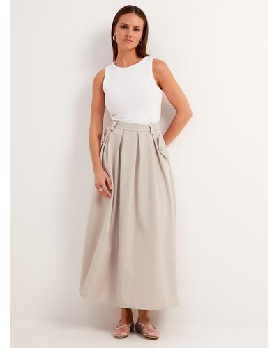 Contemporaine Flaps Pleated Waist Skirt - Natural