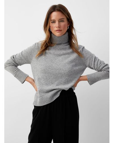 Contemporaine Luxurious Wool Ribbed Turtleneck - Gray