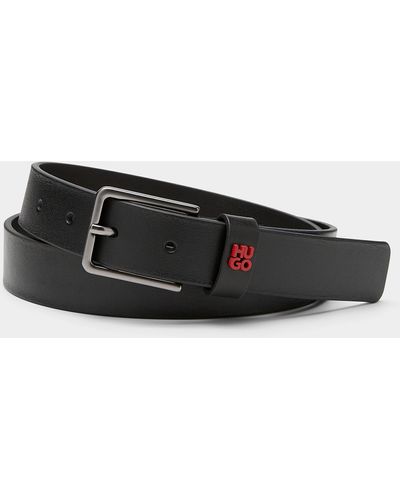 HUGO Gael Thin Leather Belt - Black