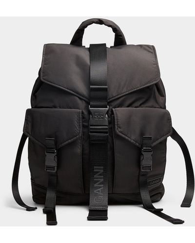 Ganni Recycled Fabric Backpack - Black