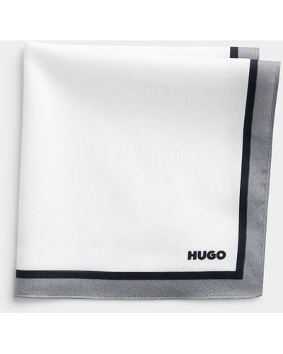 HUGO Colourful Border White Pocket Square