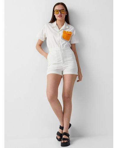 Dickies Contrast Stitching Romper - White