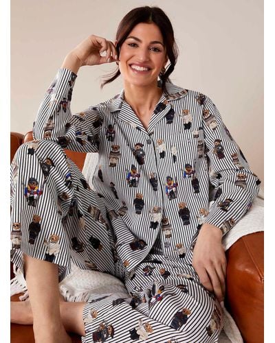 Polo Ralph Lauren Madison Bear Striped Pajama Set - Brown