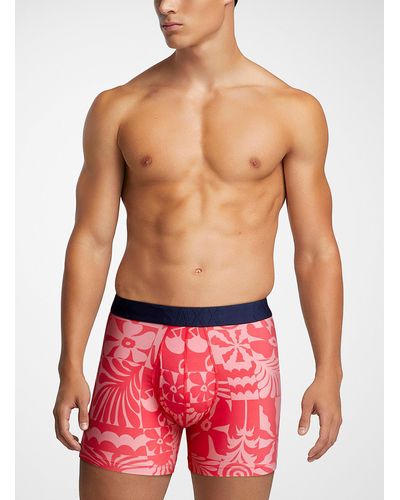 Saxx Underwear Co. Pink Hibiscus Boxer Brief Droptemp Tm - Red