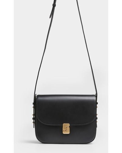 Soeur Bellissima Leather Saddle Bag - Black