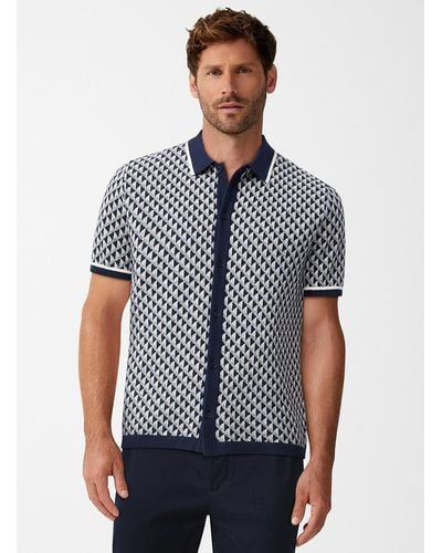 Olymp Geo Jacquard Knit Shirt - Blue