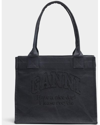 Ganni Please Recycle Tote Bag - Black