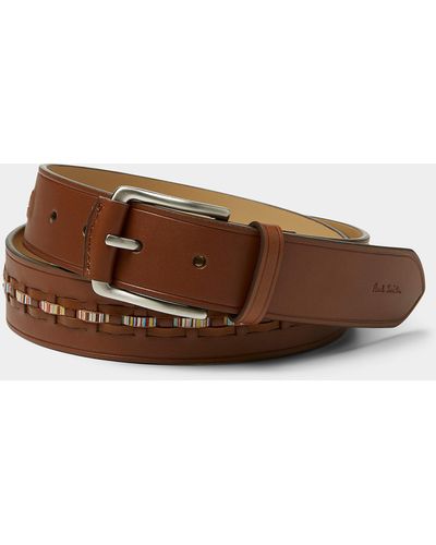 Paul Smith Colourful Braid Accent Leather Belt - Brown